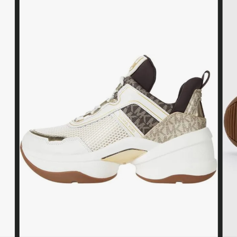 Michael Kors Olympia  Beige and White Sneakers